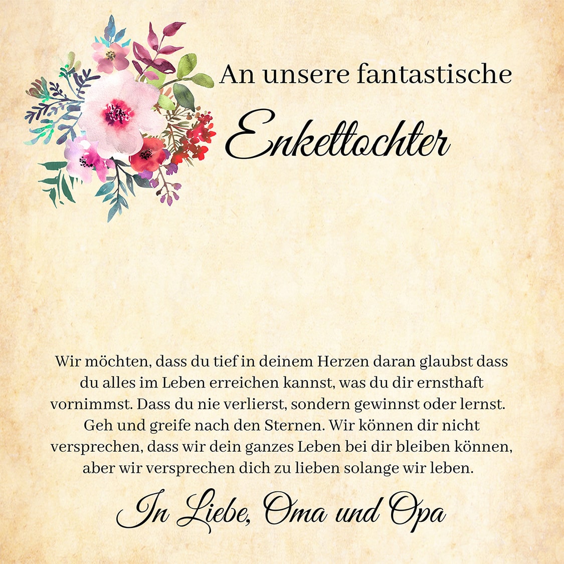 Edelstahl Halskette - An unsere Enkeltochter von Oma und Opa