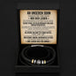 An unseren Sohn - Geflochtenes Edelstahl Lederarmband