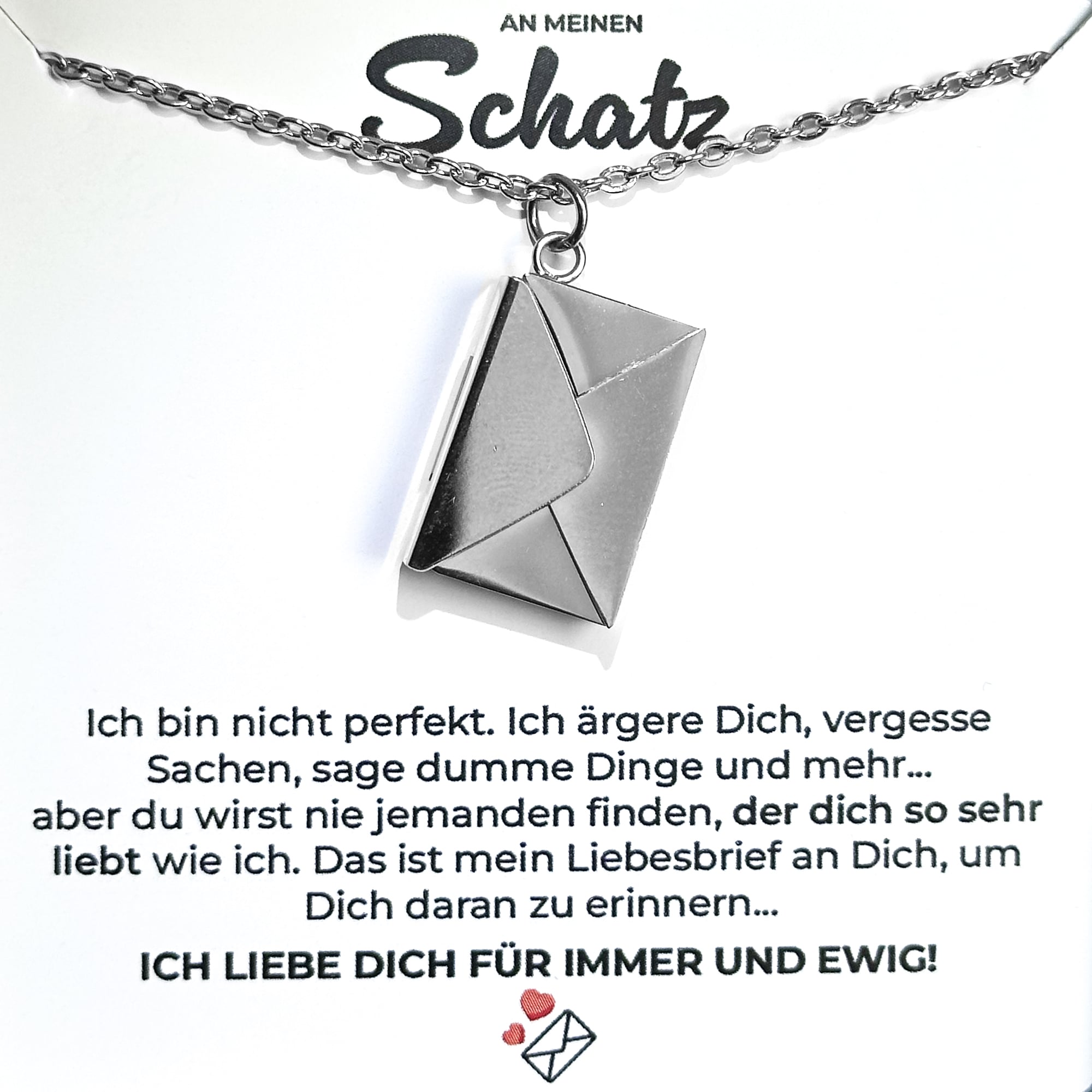 18k Gold Ausführung Liebesbrief Halskette - Geschenkset