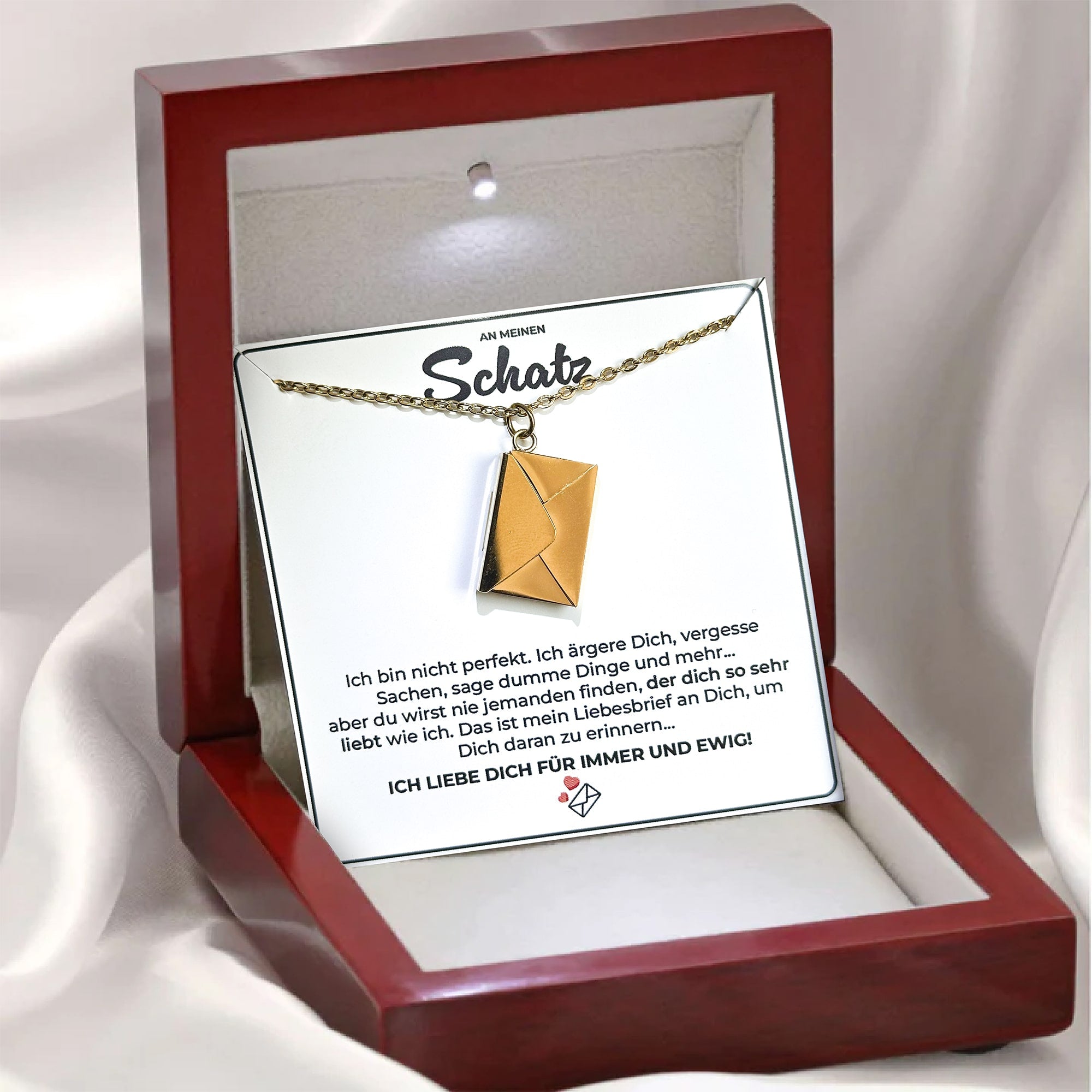 18k Gold Ausführung Liebesbrief Halskette - Geschenkset