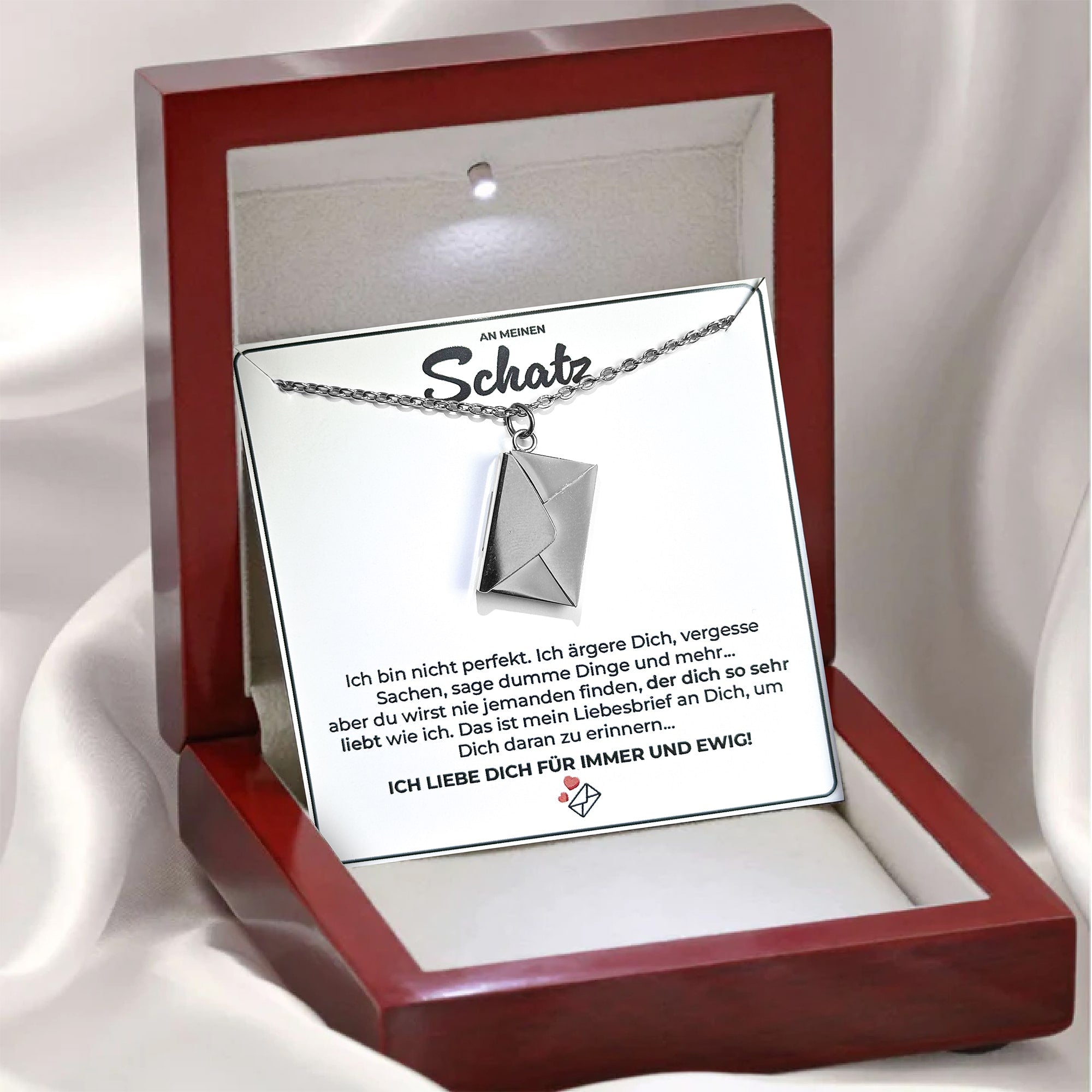 18k Gold Ausführung Liebesbrief Halskette - Geschenkset