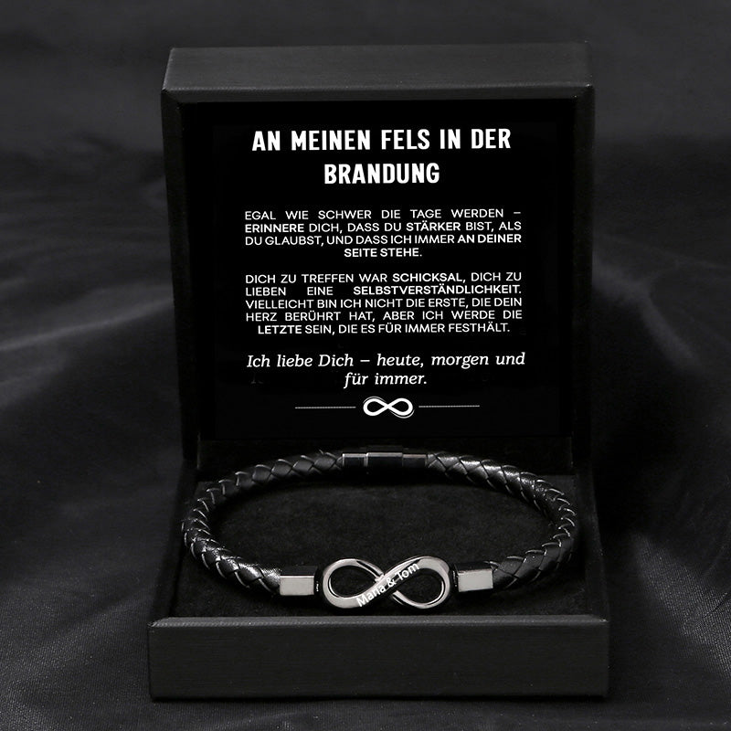 "An meinen Fels in der Brandung" - Unendlichkeits-Armband an meinen Mann