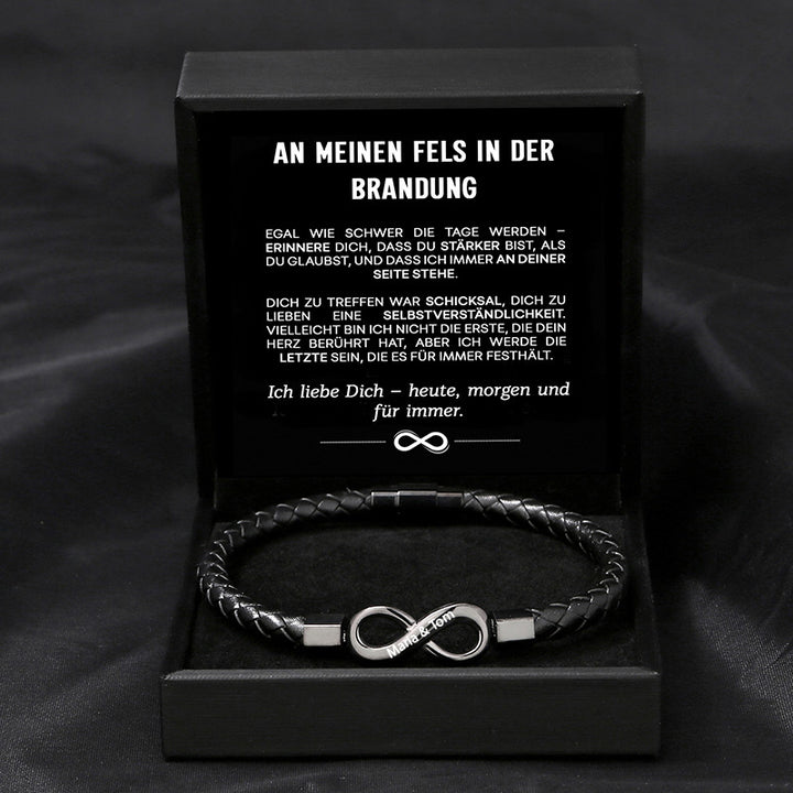 "An meinen Fels in der Brandung" - Unendlichkeits-Armband an meinen Mann
