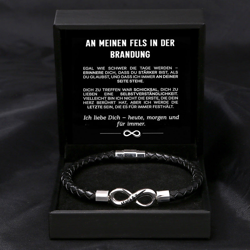 "An meinen Fels in der Brandung" - Unendlichkeits-Armband an meinen Mann
