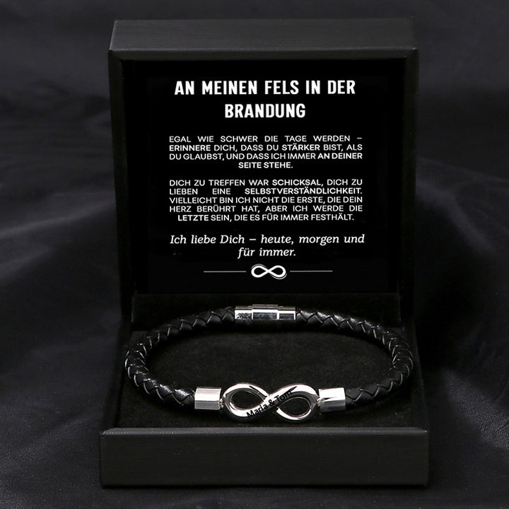 "An meinen Fels in der Brandung" - Unendlichkeits-Armband an meinen Mann