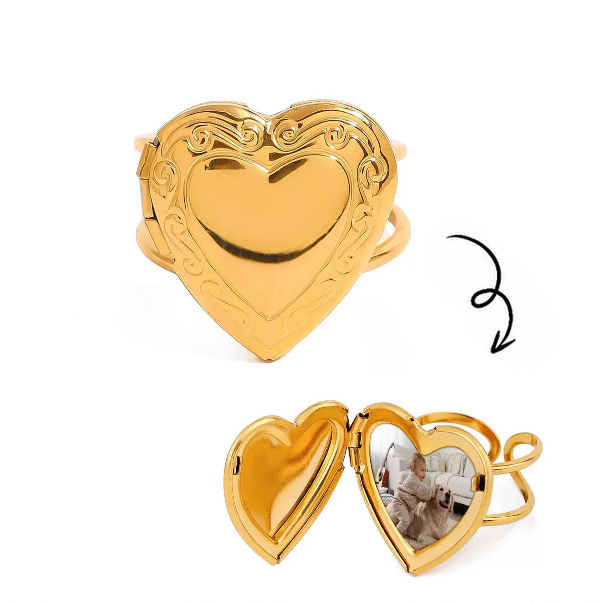 Personalisierter Herz Foto Ring