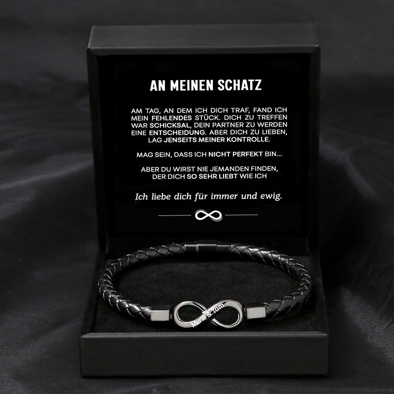 "An meinen Schatz" - Unendlichkeits-Armband an meinen Mann