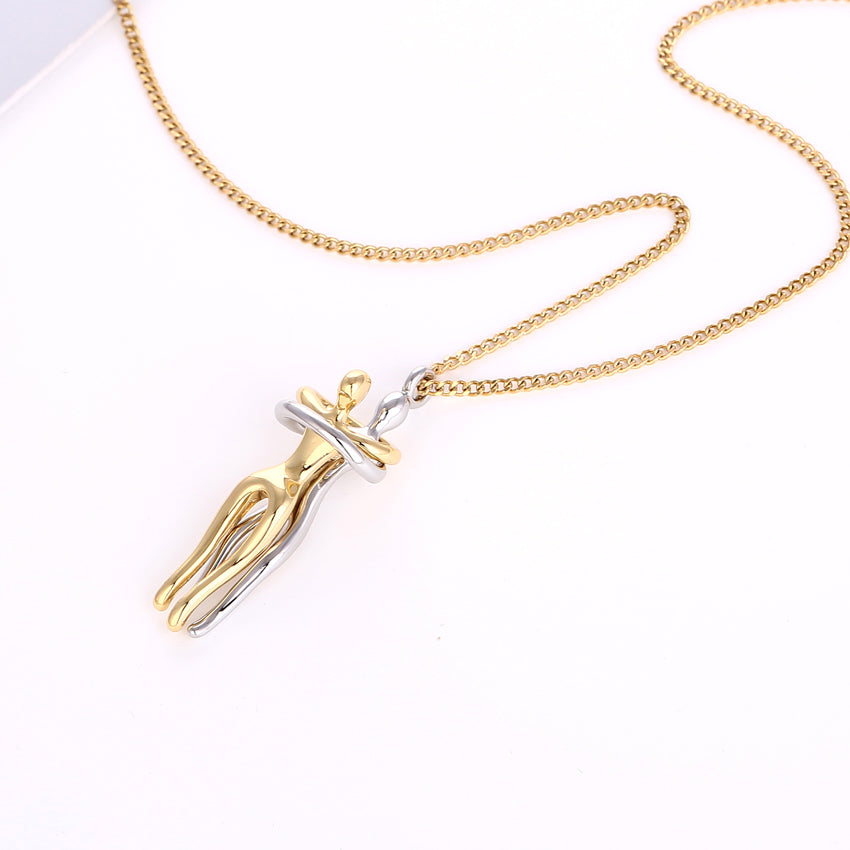 S925 Sterling Silber - Umarmungs-Halskette