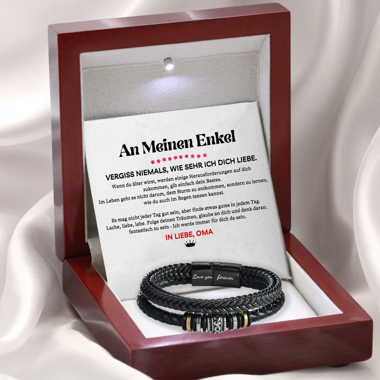 An meinen Enkel - Ich liebe dich - Herren Lederarmband