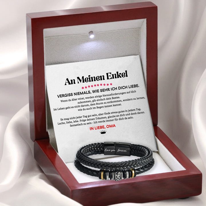 An meinen Enkel - Ich liebe dich - Herren Lederarmband
