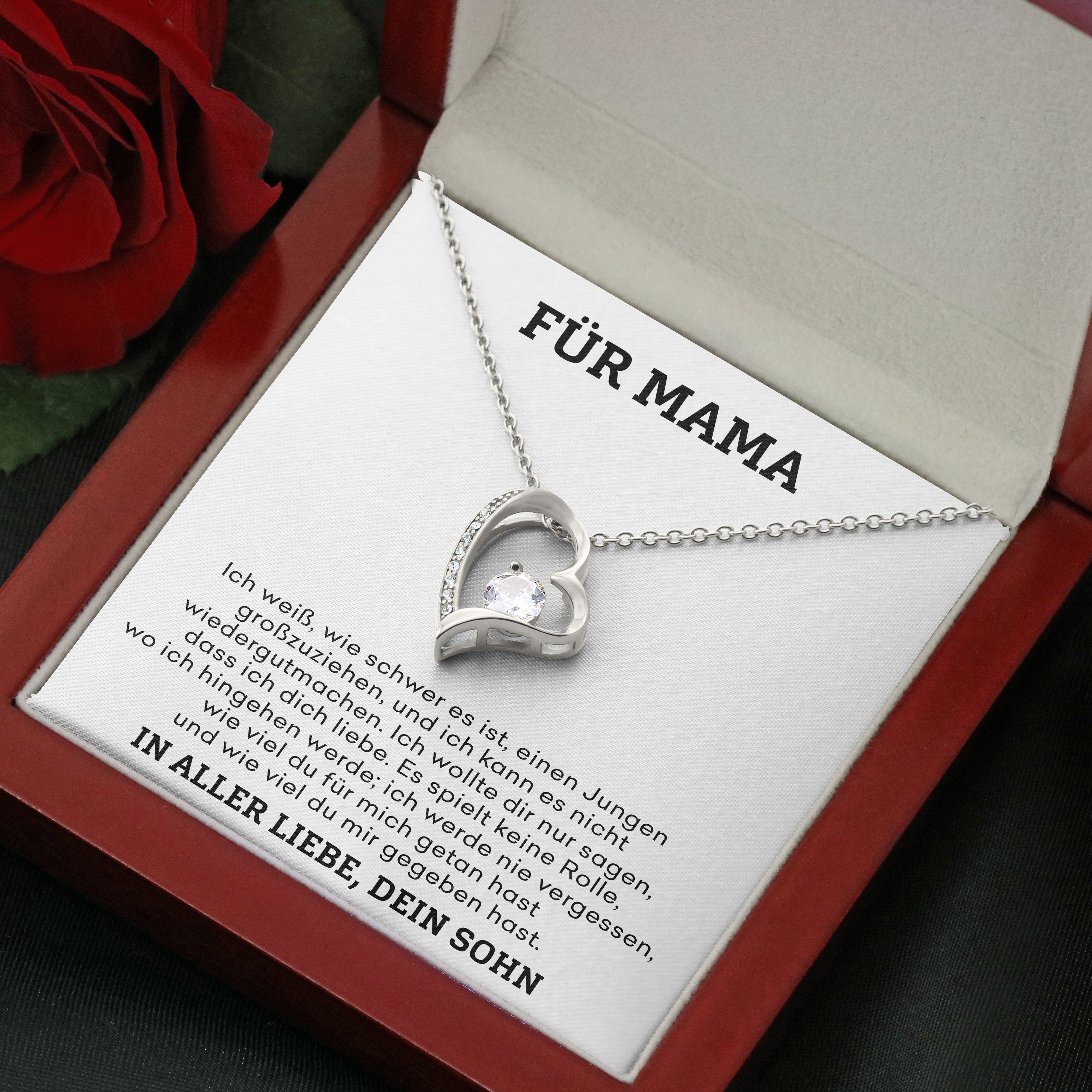 14k Weißgold Ausführung Herz Halskette - Für Mama