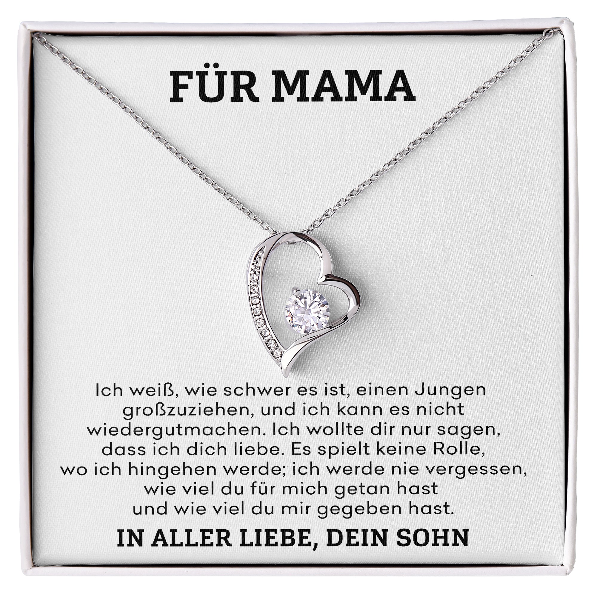 14k Weißgold Ausführung Herz Halskette - Für Mama