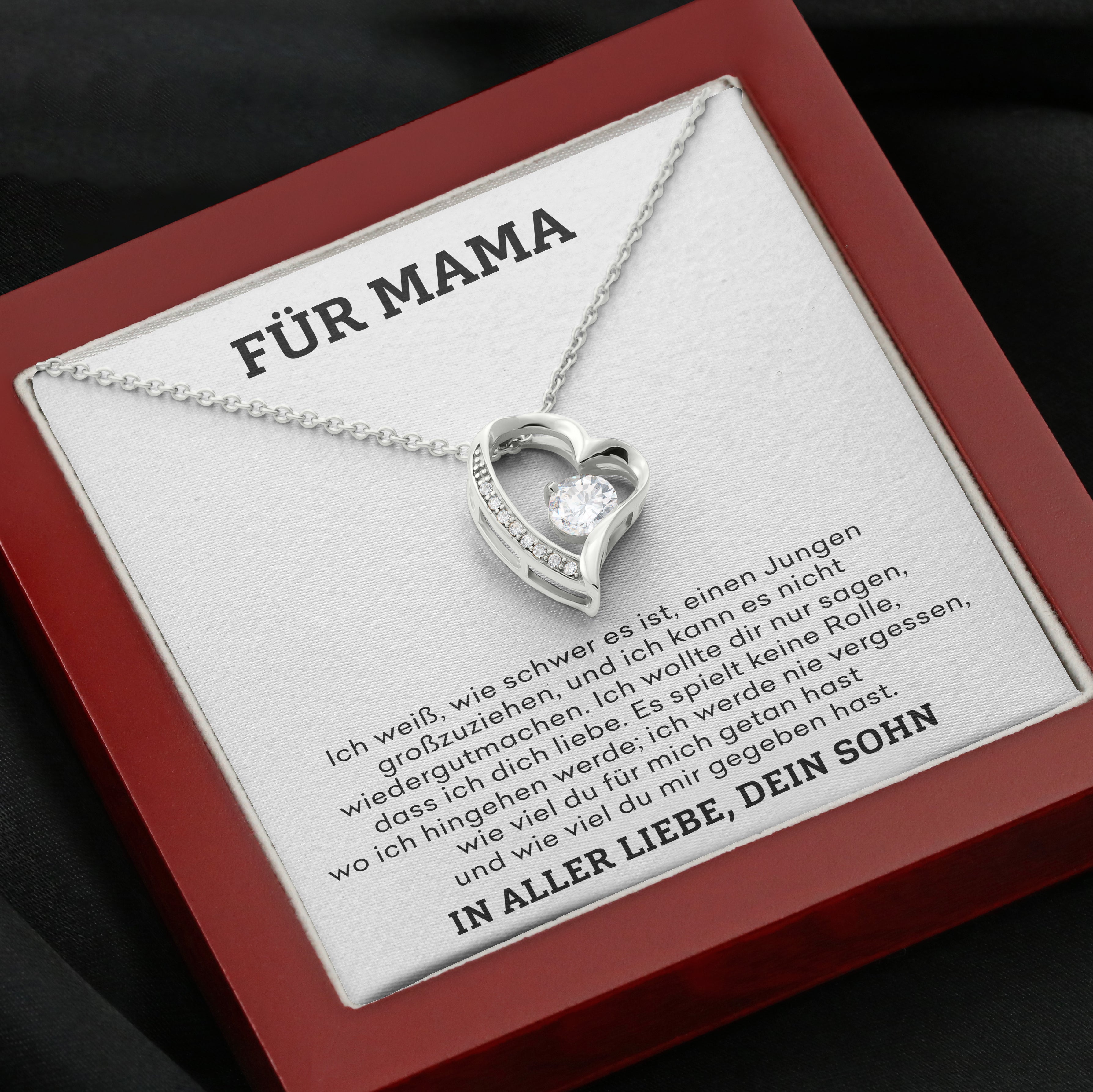 14k Weißgold Ausführung Herz Halskette - Für Mama