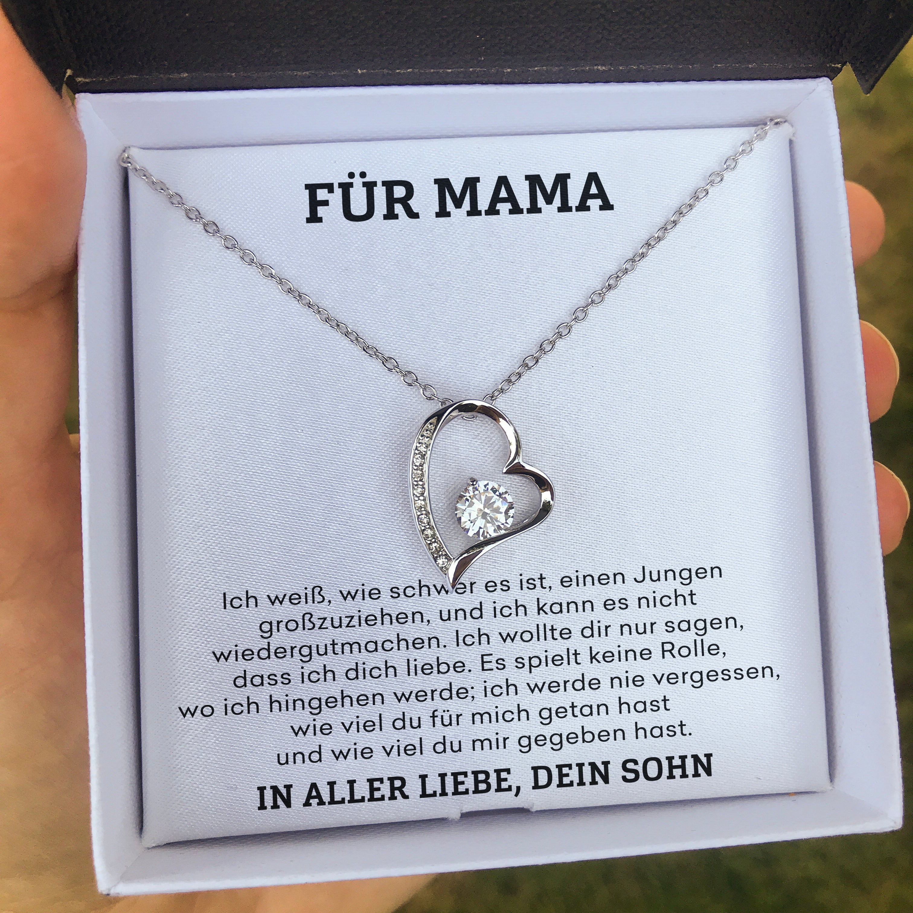 14k Weißgold Ausführung Herz Halskette - Für Mama