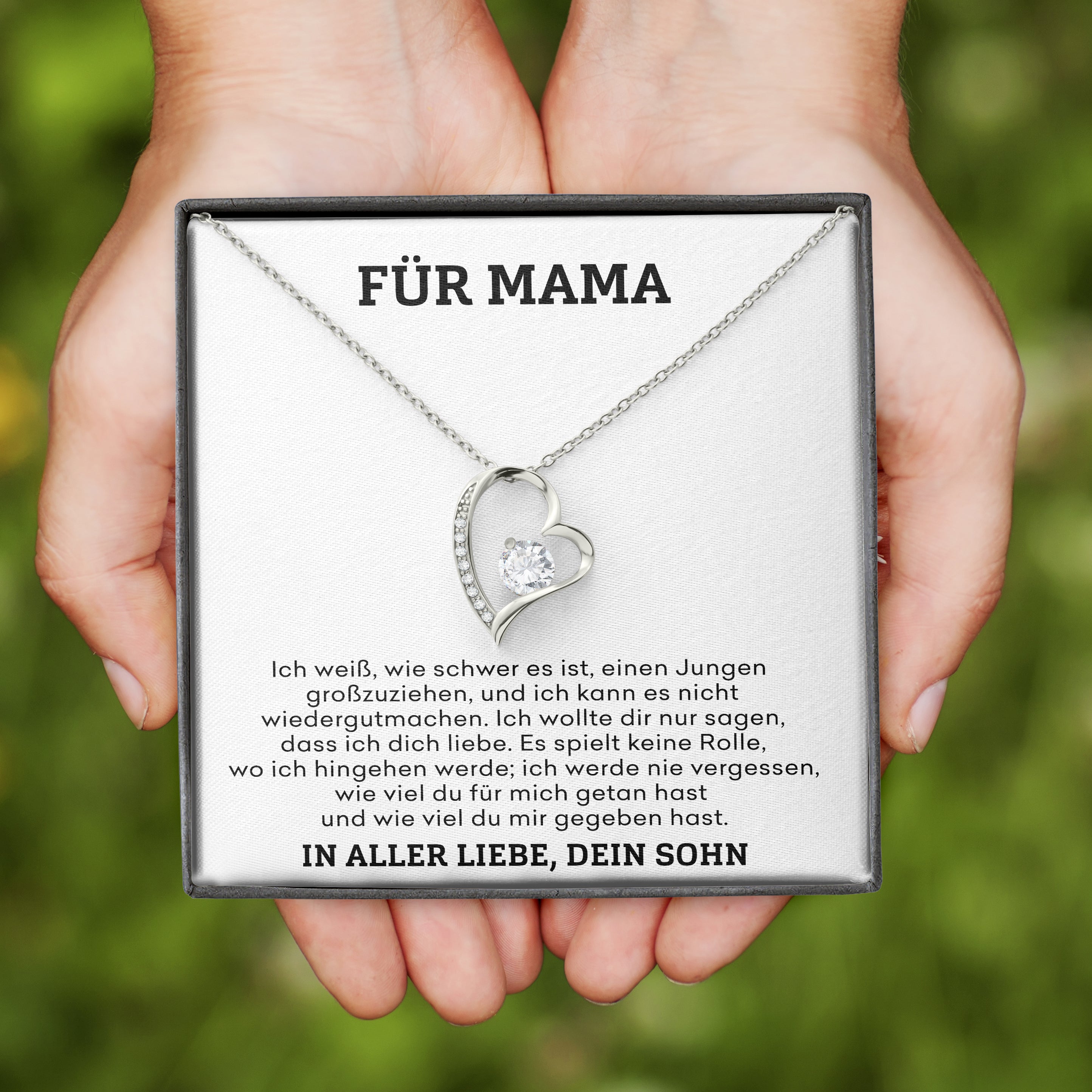 14k Weißgold Ausführung Herz Halskette - Für Mama