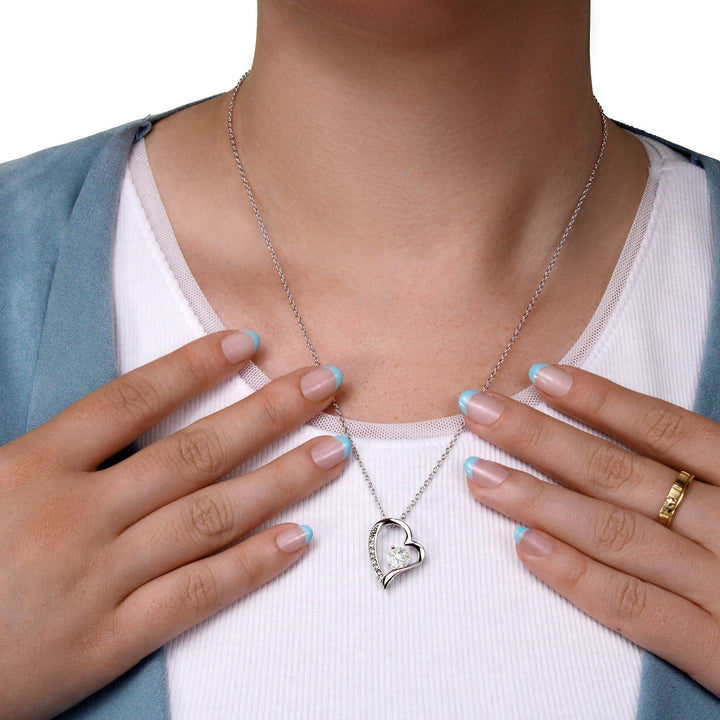 14k Weißgold Ausführung Herz Halskette - An meine geliebte Mama