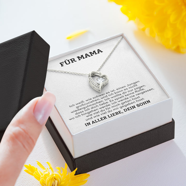 14k Weißgold Ausführung Herz Halskette - Für Mama