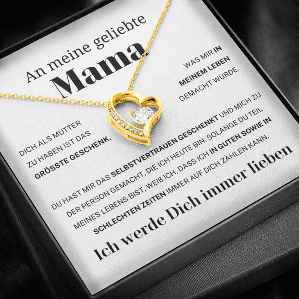 14k Weißgold Ausführung Herz Halskette - An meine geliebte Mama
