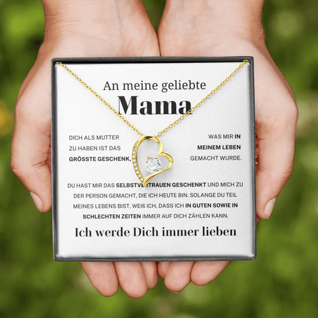 14k Weißgold Ausführung Herz Halskette - An meine geliebte Mama