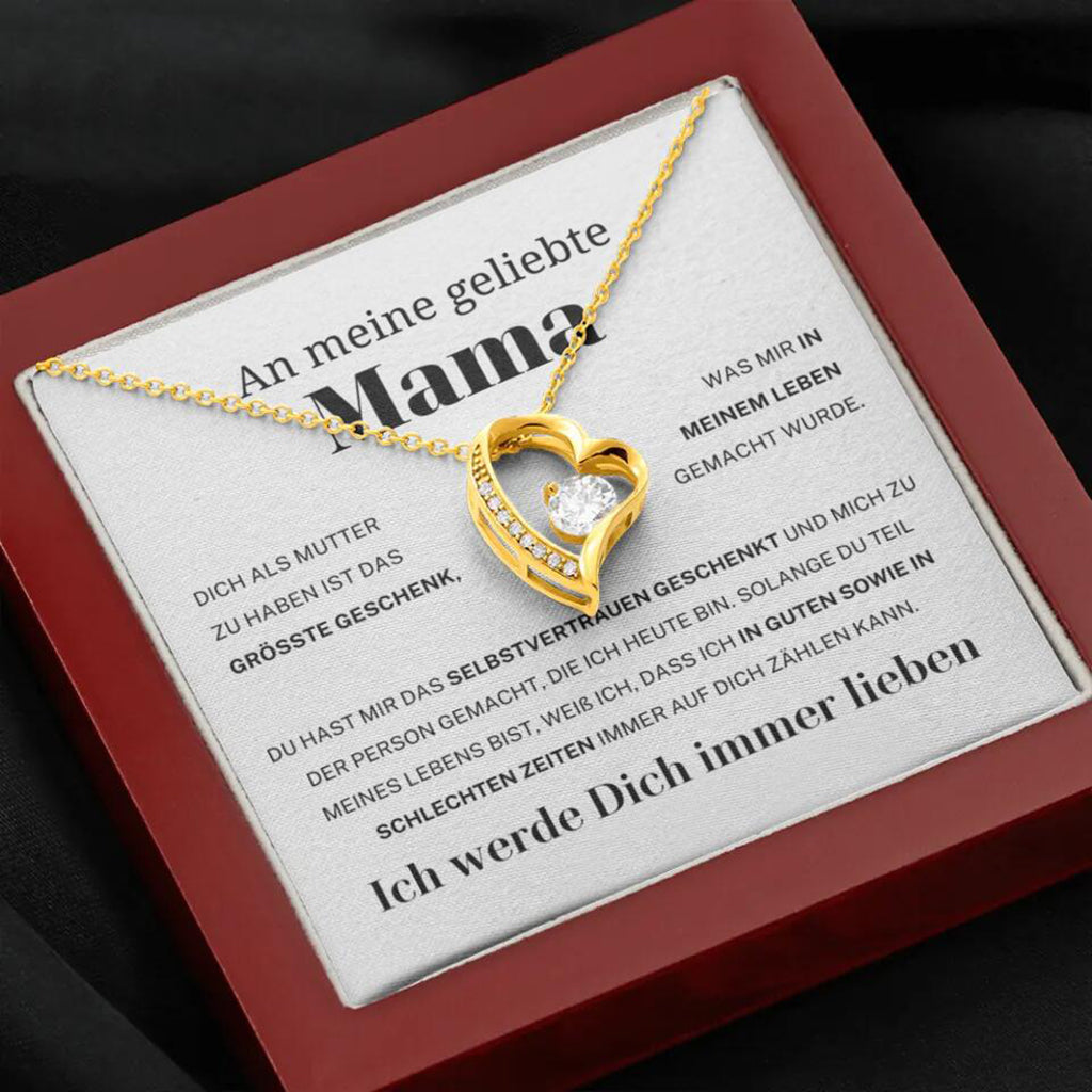 14k Weißgold Ausführung Herz Halskette - An meine geliebte Mama