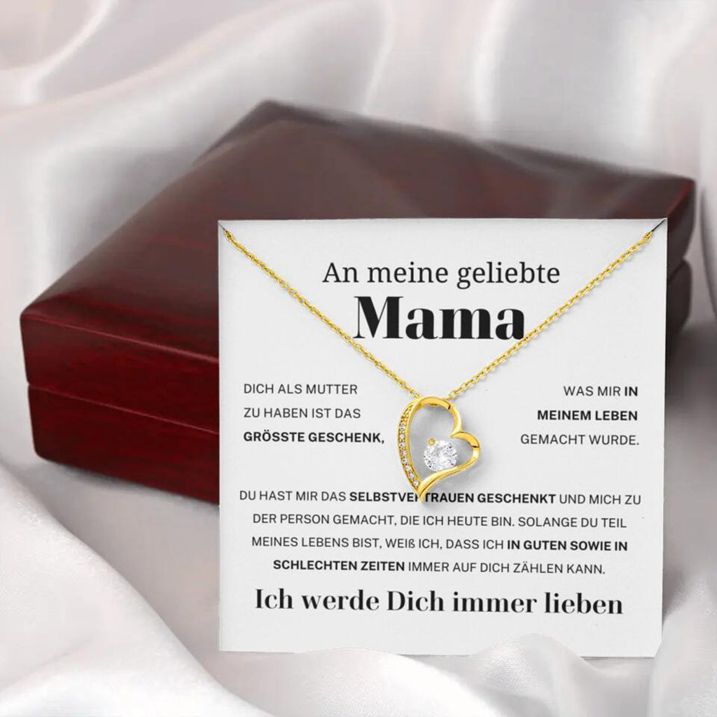 14k Weißgold Ausführung Herz Halskette - An meine geliebte Mama