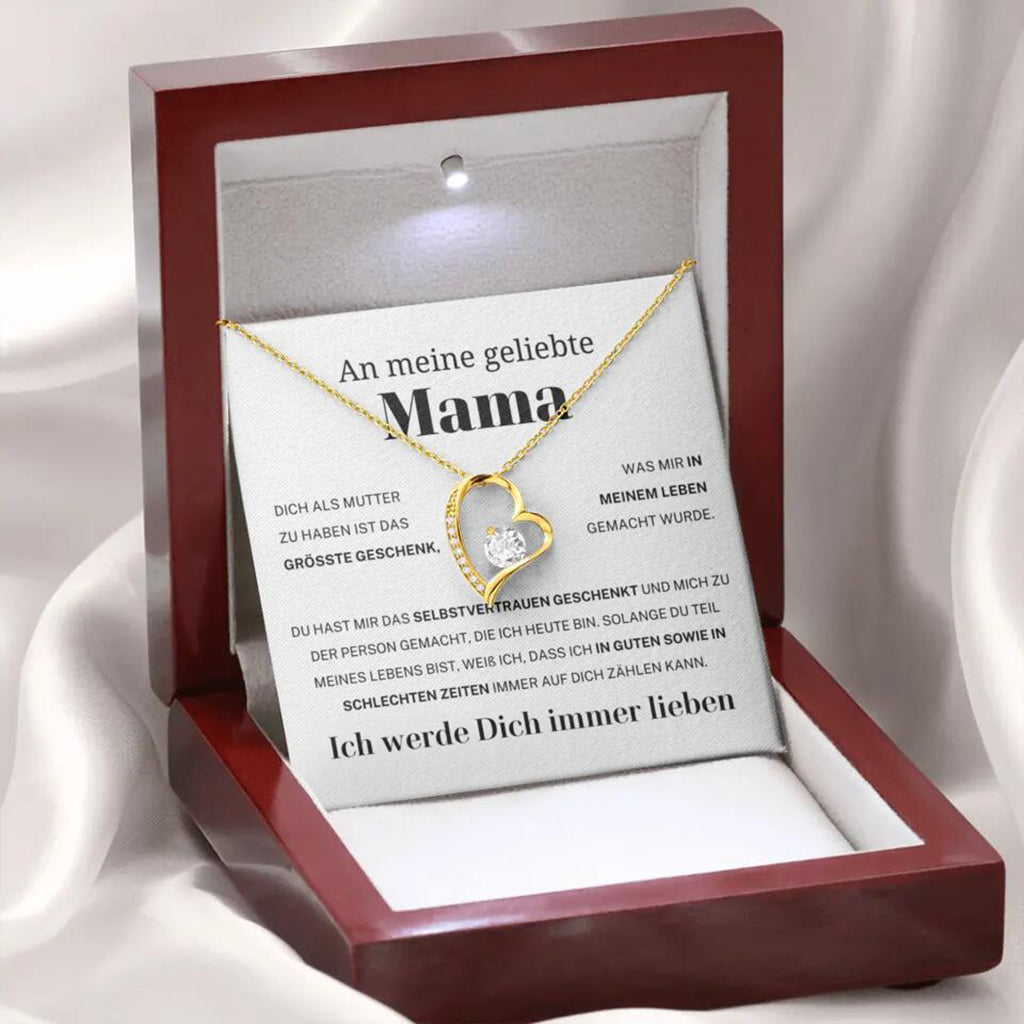 14k Weißgold Ausführung Herz Halskette - An meine geliebte Mama