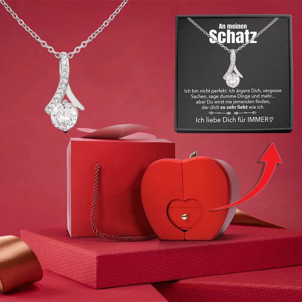 14k Weißgold Ausführung Stil-Halskette - Mit echter Rose - An meinen Schatz