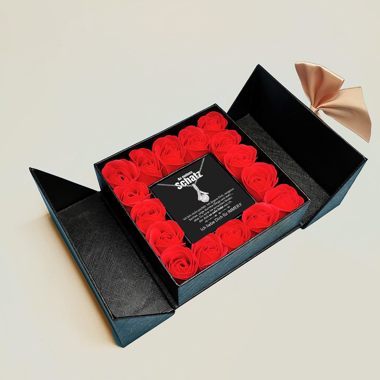 14k Weißgold Ausführung Stil-Halskette - Mit echten Rosen - An meinen Schatz