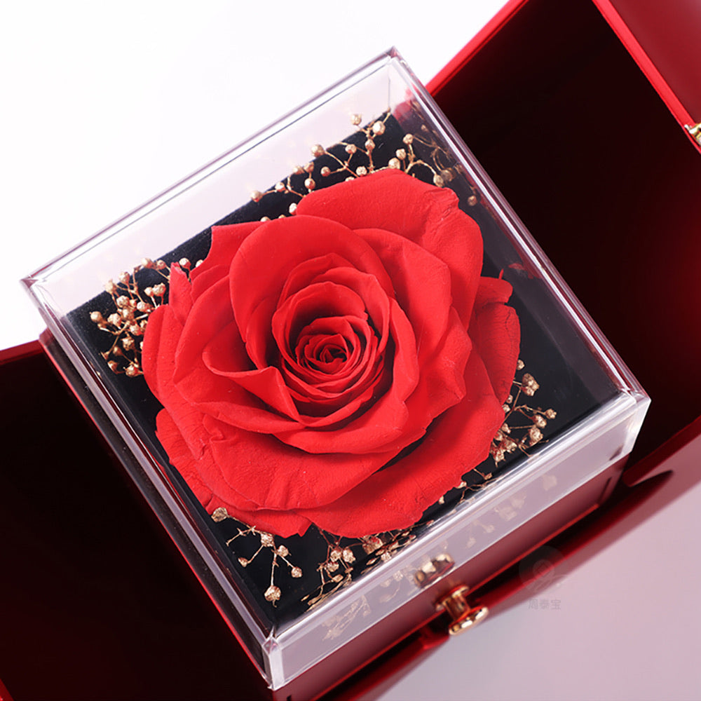 14k Weißgold Ausführung Kreis Halskette - Mit echter Rose - An meinen Schatz
