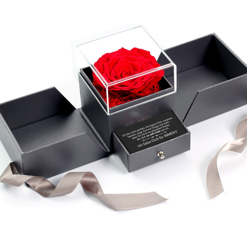 Rosenbox Schleife - Weißgold Ausführung Herz Halskette - An meinen Schatz