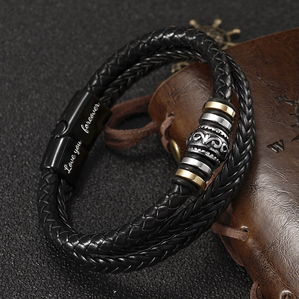 An meinen Sohn - Ich liebe dich - Herren Lederarmband