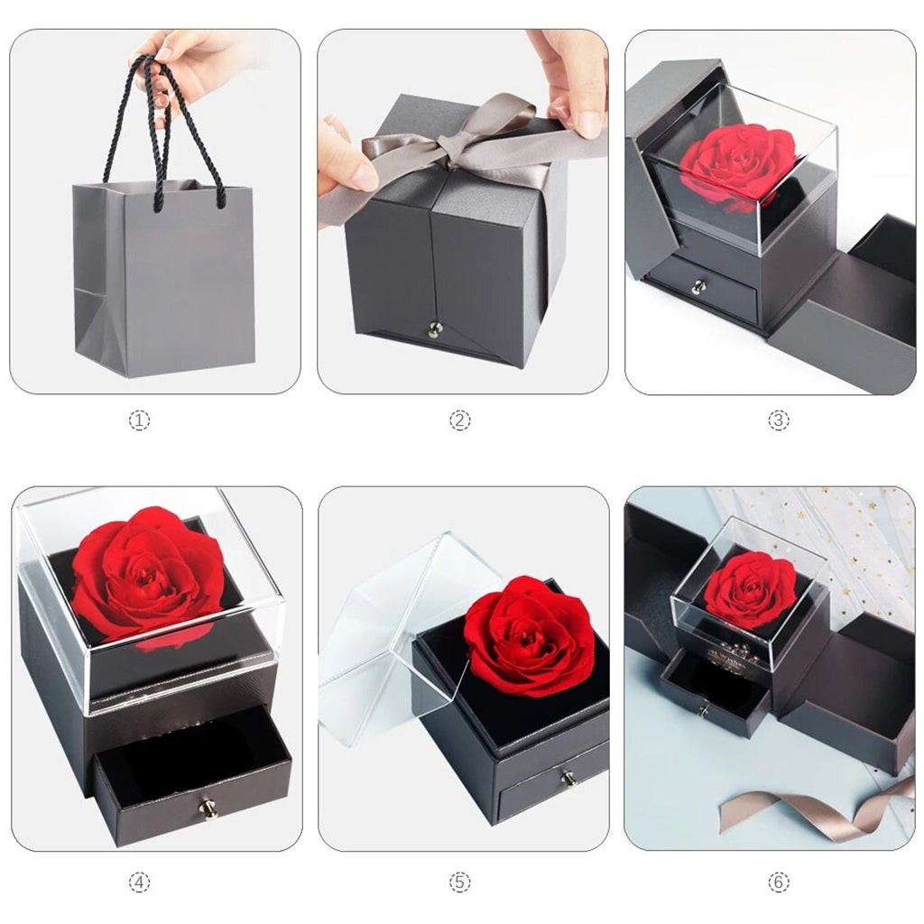 Rosenbox - Weißgold Ausführung Liebesknoten Halskette - An meinen Schatz