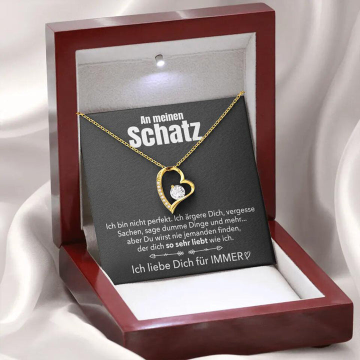 14k Weißgold Ausführung Herz Halskette - An meinen Schatz - Elegant