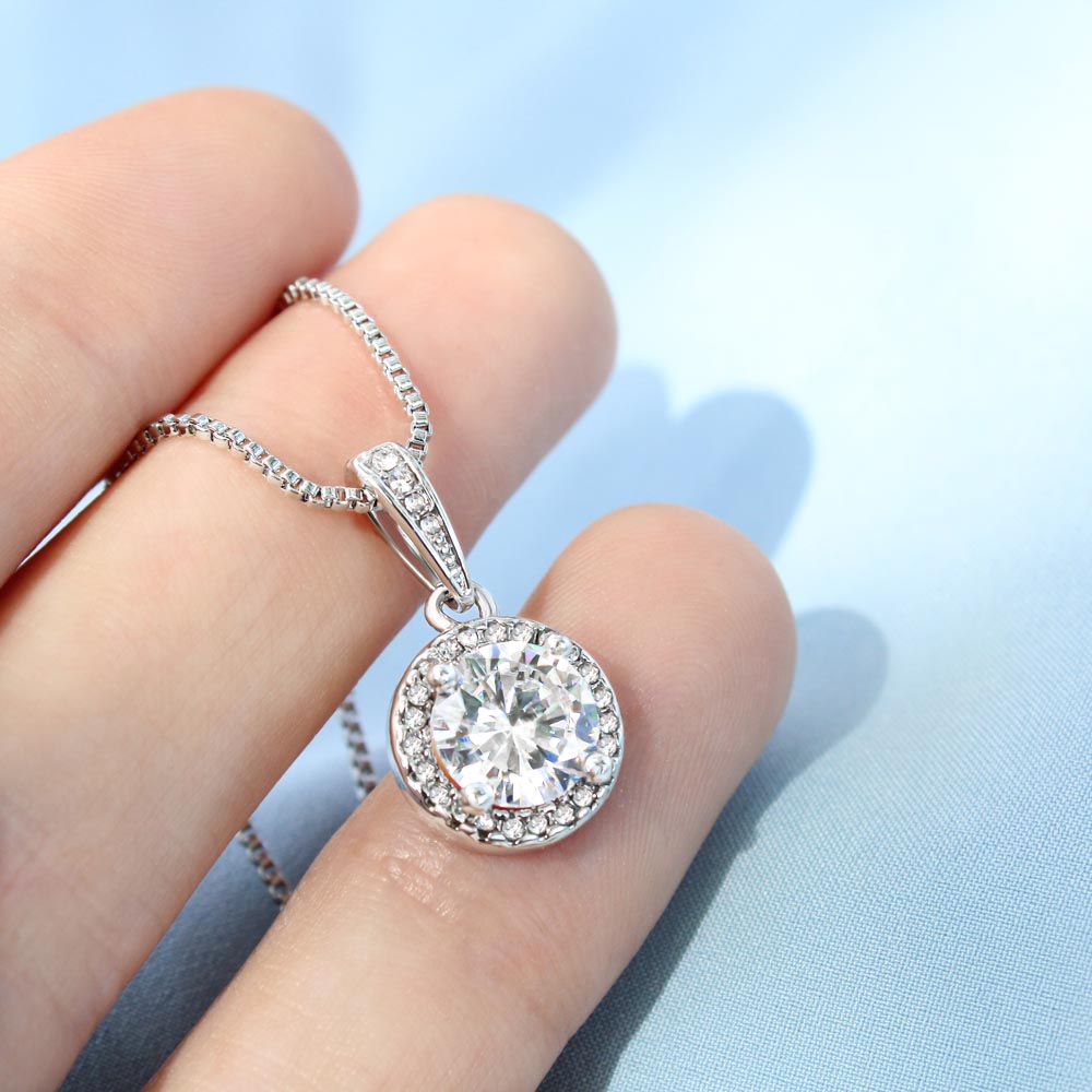 14k Weißgold Ausführung Kreis Halskette - Mit echter Rose - An meinen Schatz