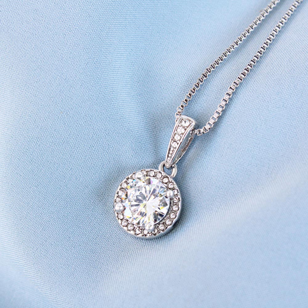 14k Weißgold Ausführung Kreis Halskette - Mit echter Rose - An meinen Schatz