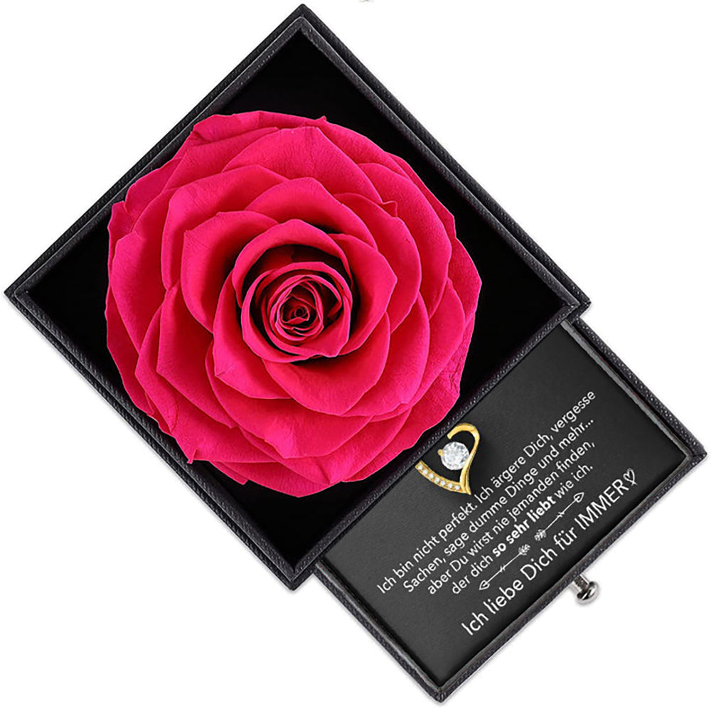 Elegante Rosenbox - Weißgold Ausführung Herz Halskette - An meinen Schatz