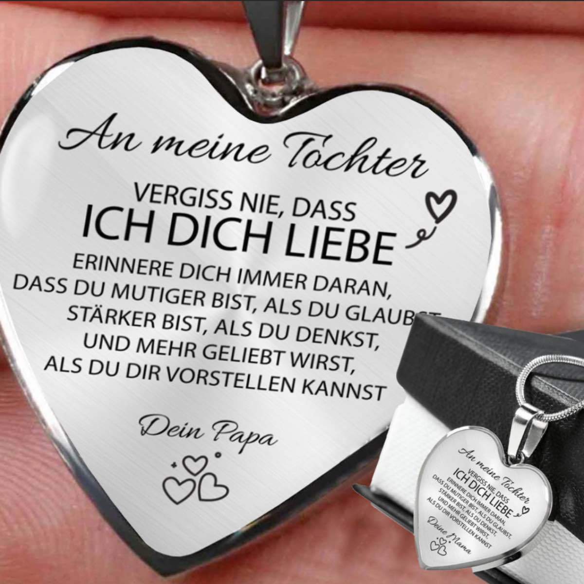 Herz-Halskette - An meine Tochter von Papa - Mit kostenloser Geschenkbox