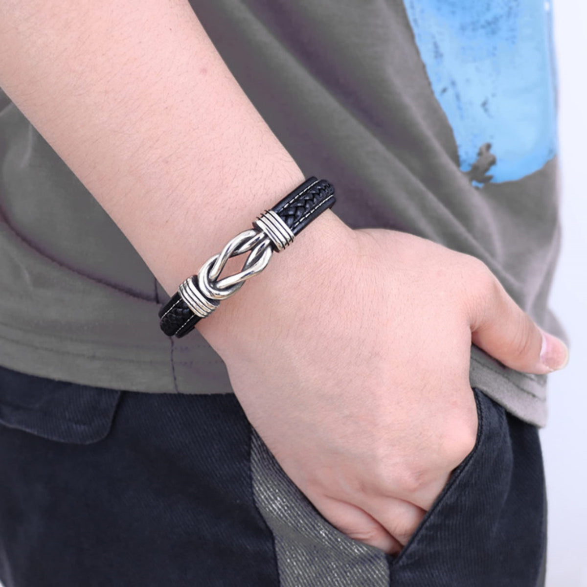 Mutter und Sohn Für Immer Miteinander Verbunden - Geflochtenes Lederarmband