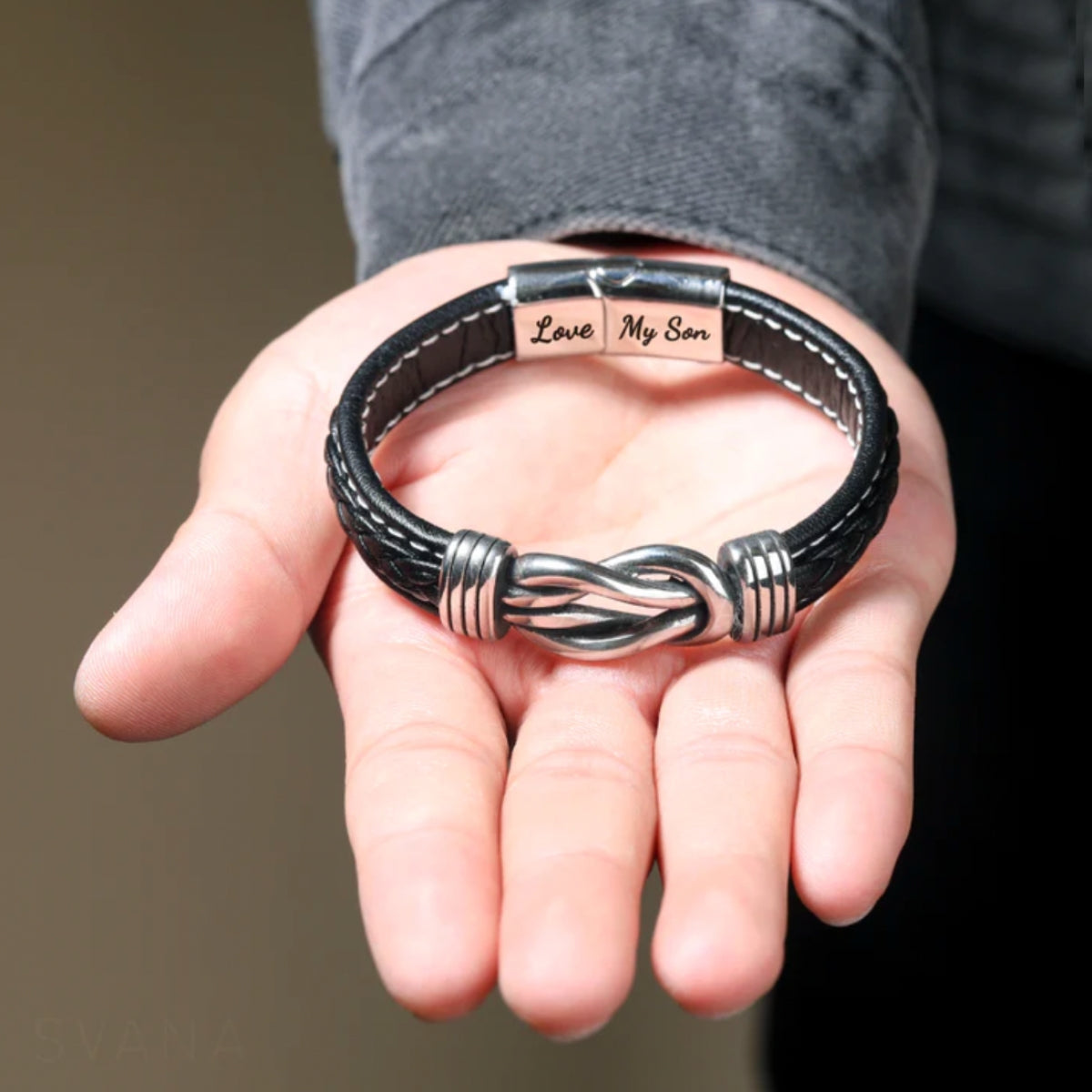 Mutter und Sohn Für Immer Miteinander Verbunden - Geflochtenes Lederarmband