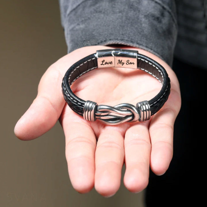 Mutter und Sohn Für Immer Miteinander Verbunden - Geflochtenes Lederarmband