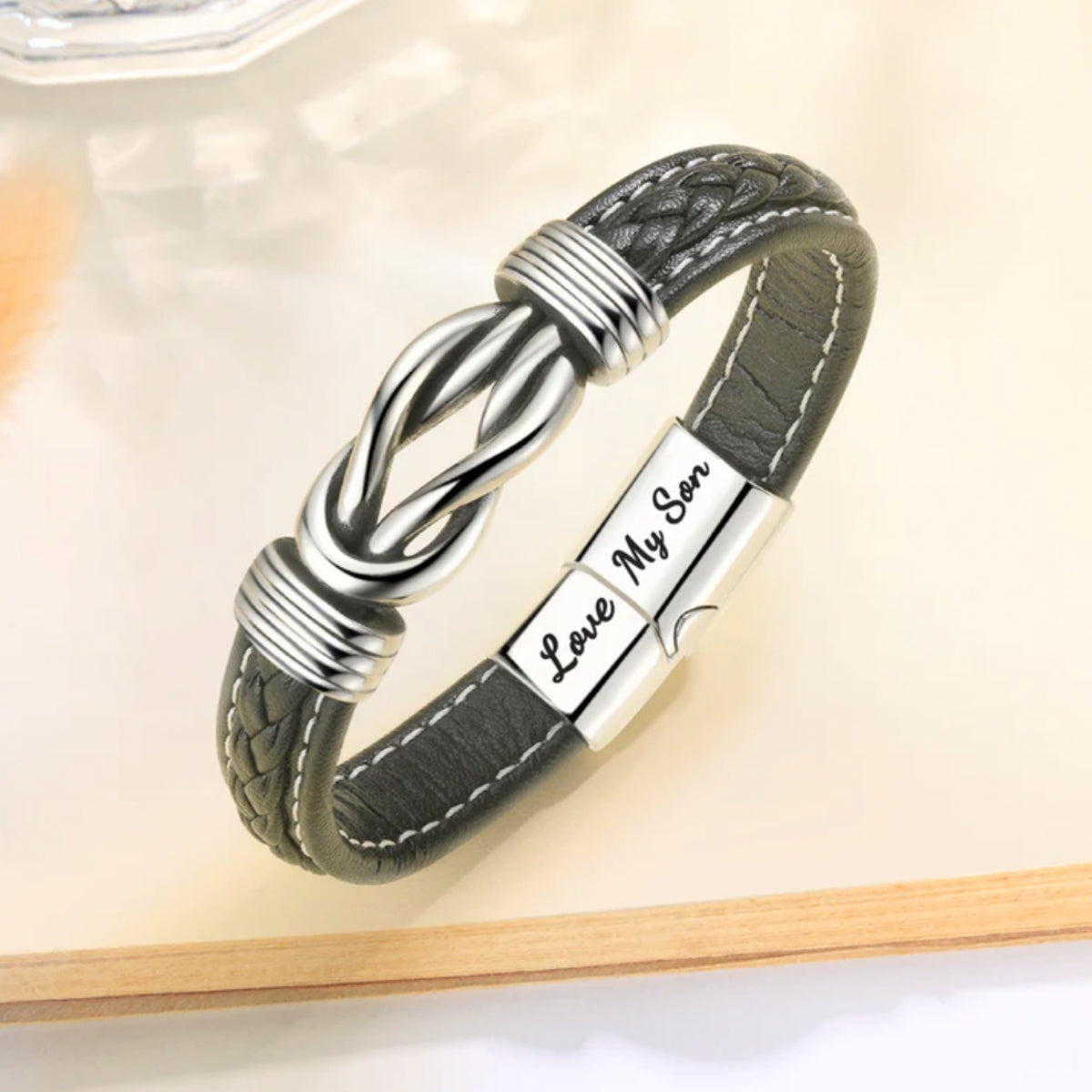 Mutter und Sohn Für Immer Miteinander Verbunden - Geflochtenes Lederarmband