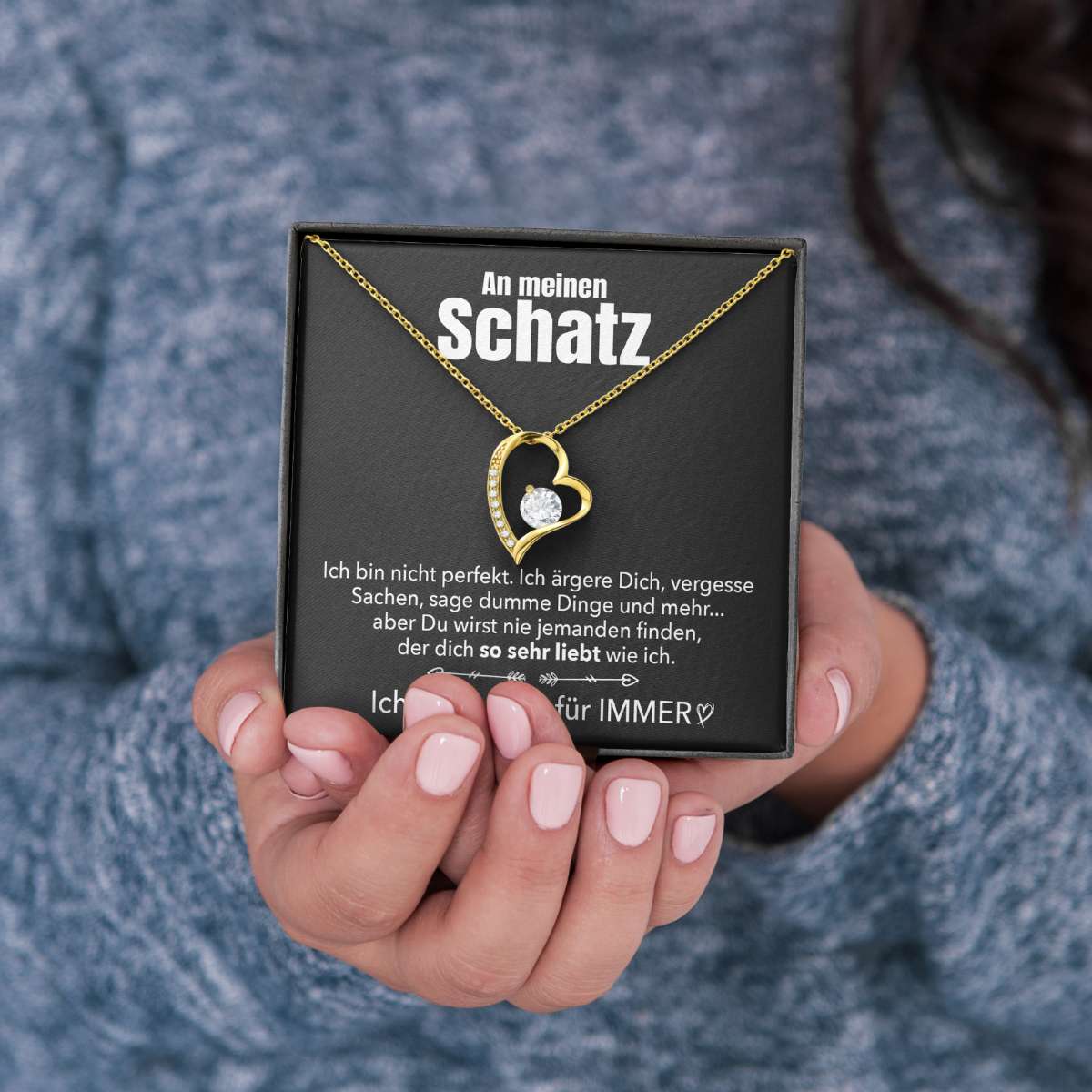 14k Weißgold Ausführung Herz Halskette - An meinen Schatz