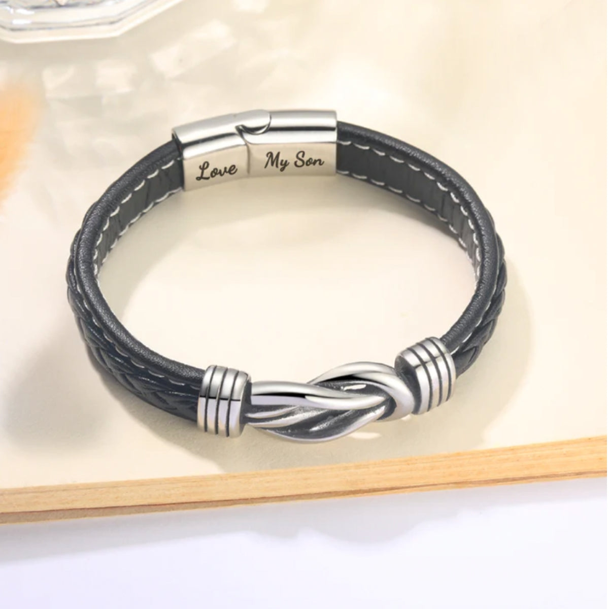 Mutter und Sohn Für Immer Miteinander Verbunden - Geflochtenes Lederarmband