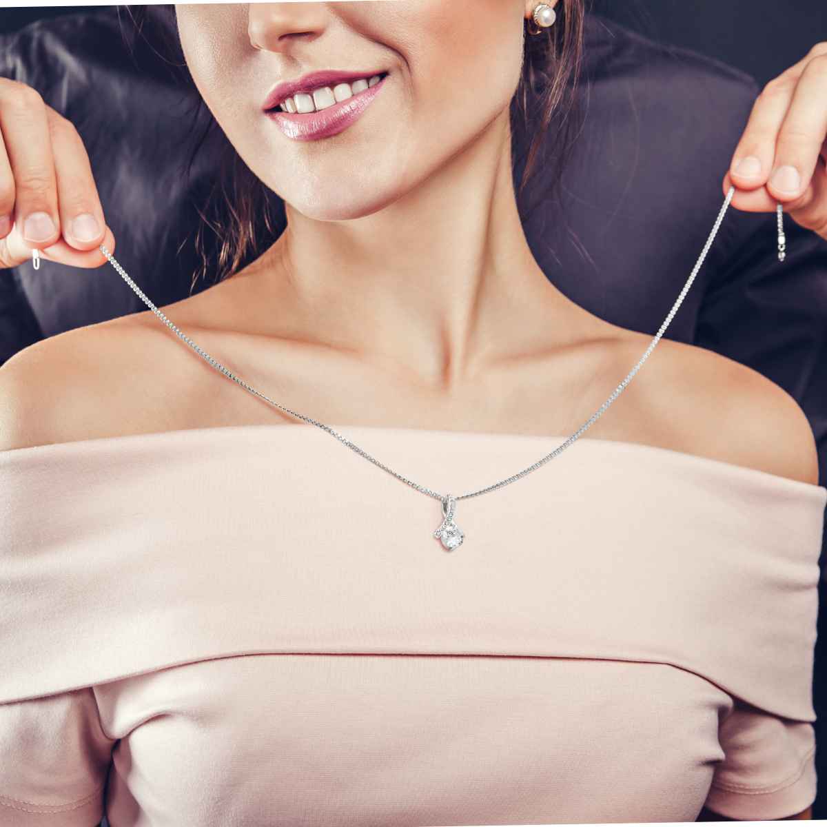 14k Weißgold Ausführung Stil-Halskette - Mit echter Rose - An meinen Schatz