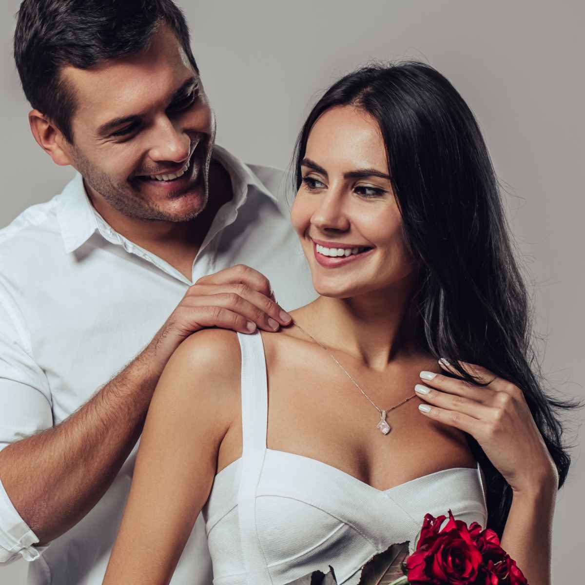 14k Weißgold Ausführung Stil-Halskette - Mit echten Rosen - An meinen Schatz