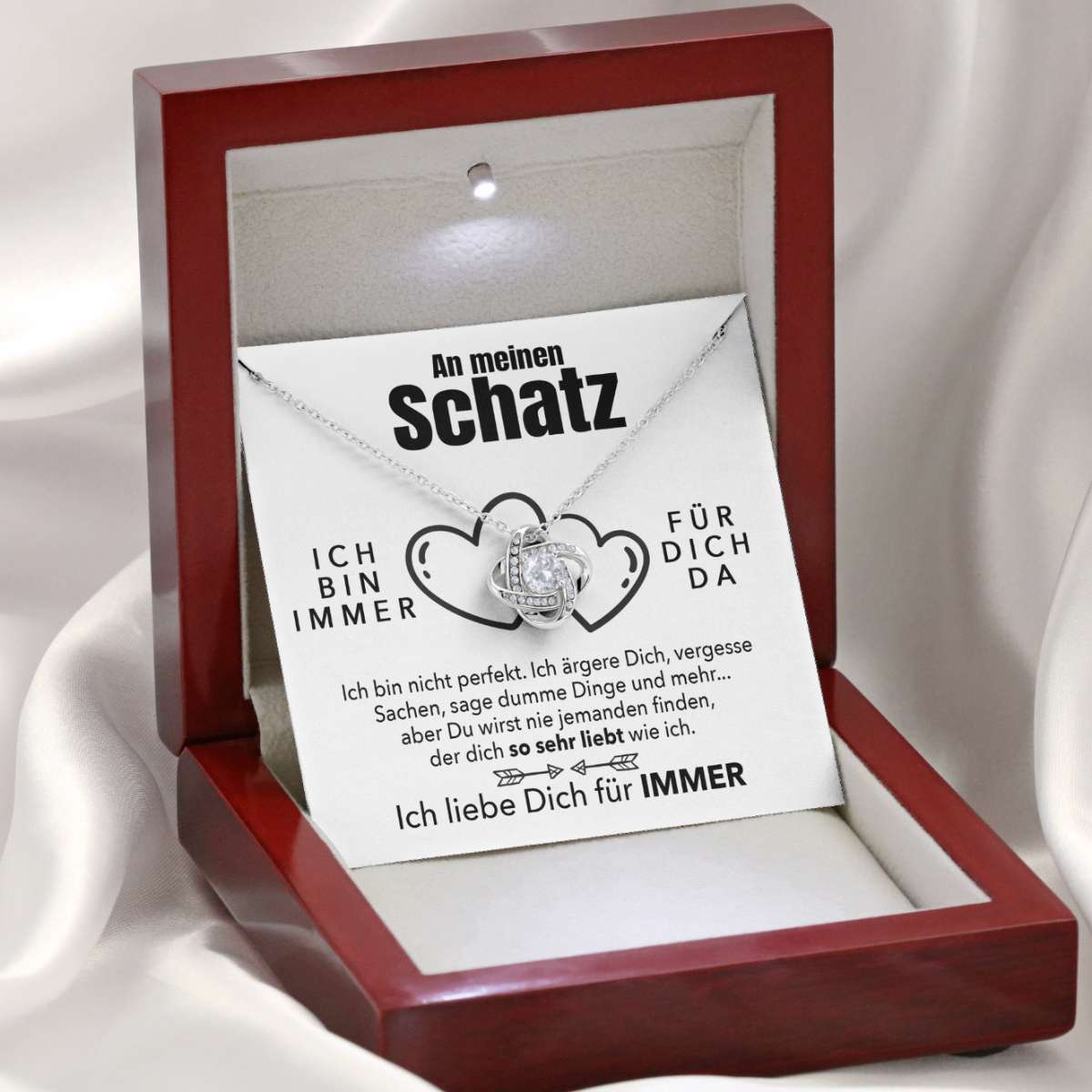 Weißgold Ausführung Halskette - An meinen Schatz - Ich liebe Dich