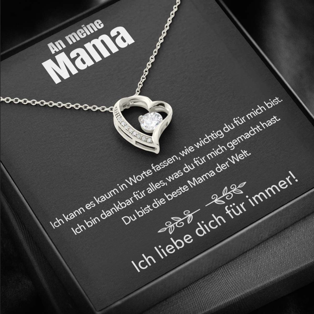 14k Weißgold Ausführung Halskette - An meine Mama - Ich liebe dich für immer
