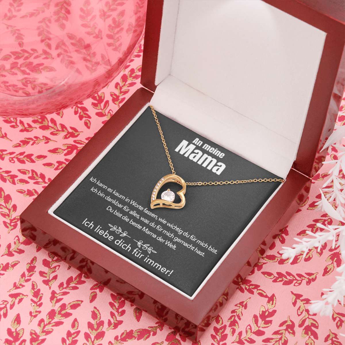 14k Weißgold Ausführung Halskette - An meine Mama - Ich liebe dich für immer