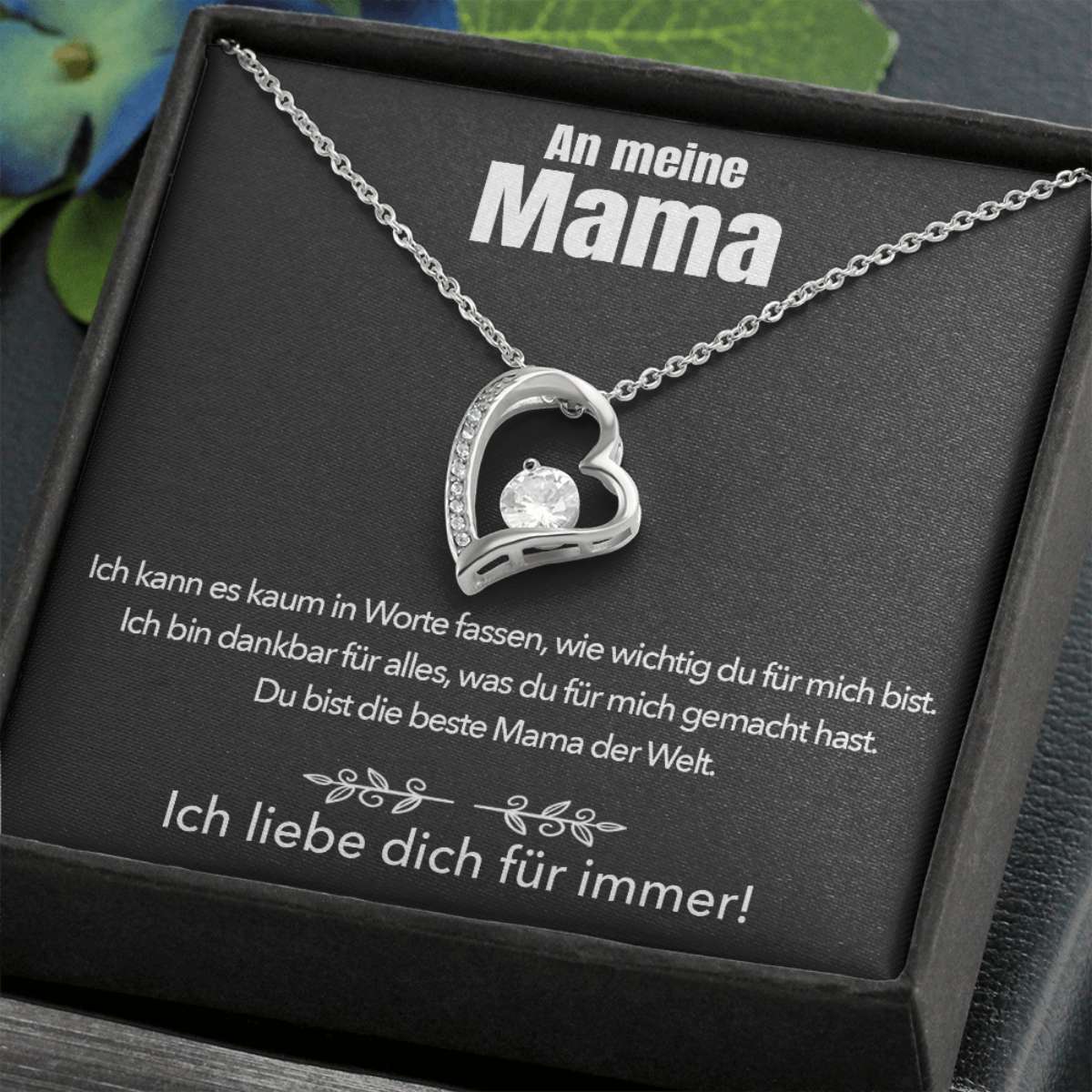 14k Weißgold Ausführung Halskette - An meine Mama - Ich liebe dich für immer