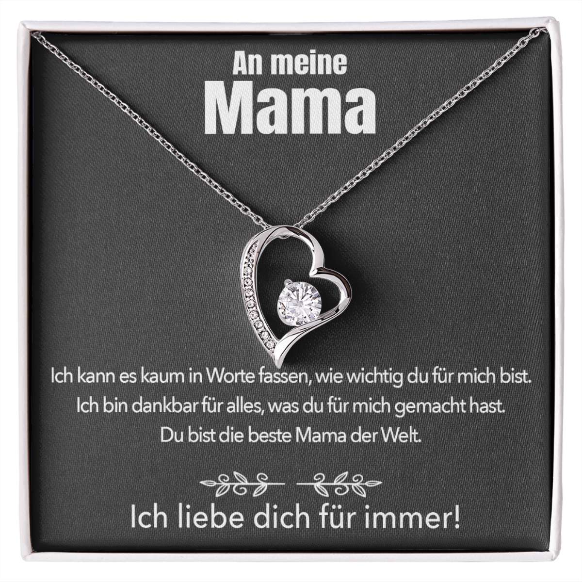 14k Weißgold Ausführung Halskette - An meine Mama - Ich liebe dich für immer